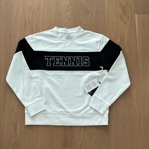 Una Sportswear Women White & Black 'TENNIS' Pullover Sweatshirt. XS. NWT.